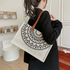 National Style Canvas Tote Bag Women's Shoulder Handbag