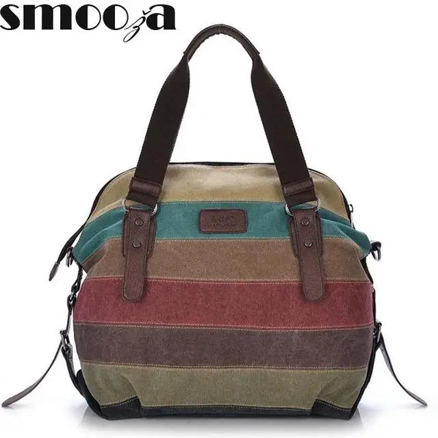 Striped Womens Handbag Rainbow Shoulder Bag Casual Crossbody Bag