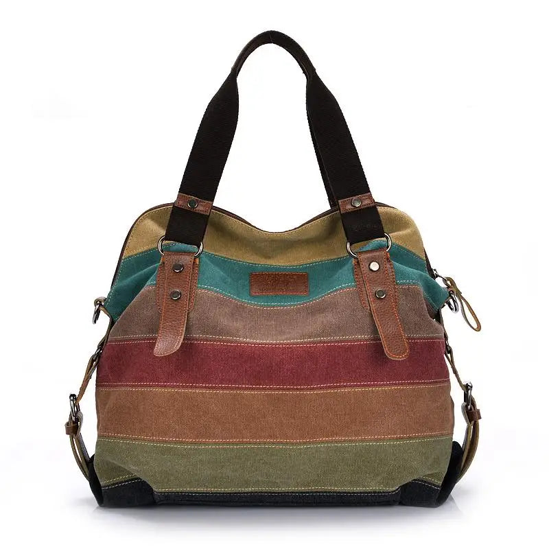 Striped Womens Handbag Rainbow Shoulder Bag Casual Crossbody Bag