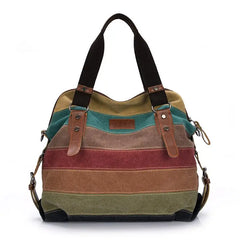 Striped Womens Handbag Rainbow Shoulder Bag Casual Crossbody Bag