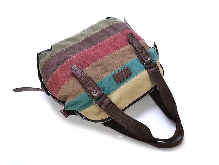 Striped Womens Handbag Rainbow Shoulder Bag Casual Crossbody Bag