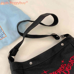 Canvas Underarm Bag Large Capacity Embroidered Letters Crossbody Bags