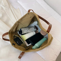 Vintage Canvas Underarm Bag Women Reusable Shopping Snap Closure