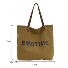 Vintage Canvas Underarm Bag Women Reusable Shopping Snap Closure