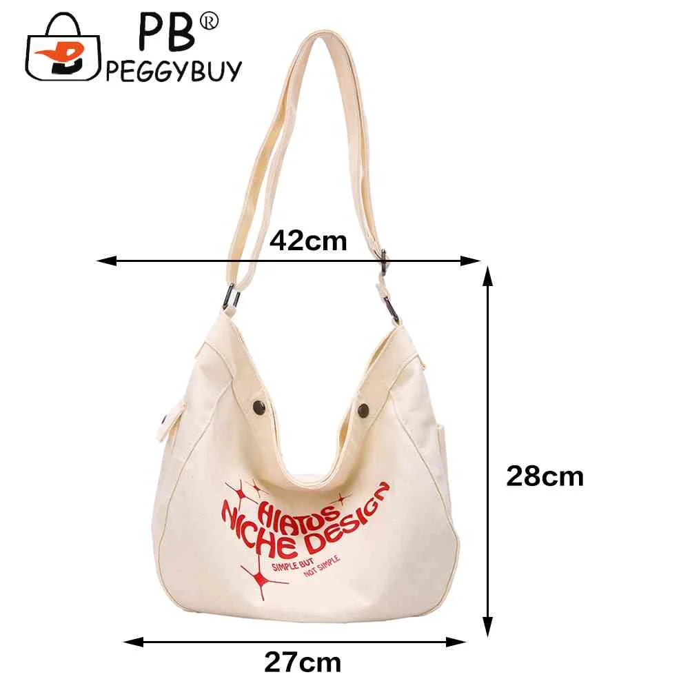 Canvas Underarm Bags Large Capacity Women Top-handle Bags Letter Printed