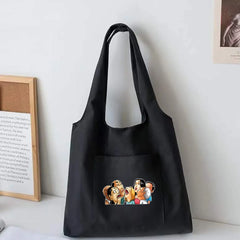 Canvas Vest Bag Cartoon Printing Tote Travel Portable Messenger Bag