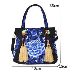 Vintage Embroidery Handbag Women Ethnic Embroidered Shoulder Tote Messenger Bag
