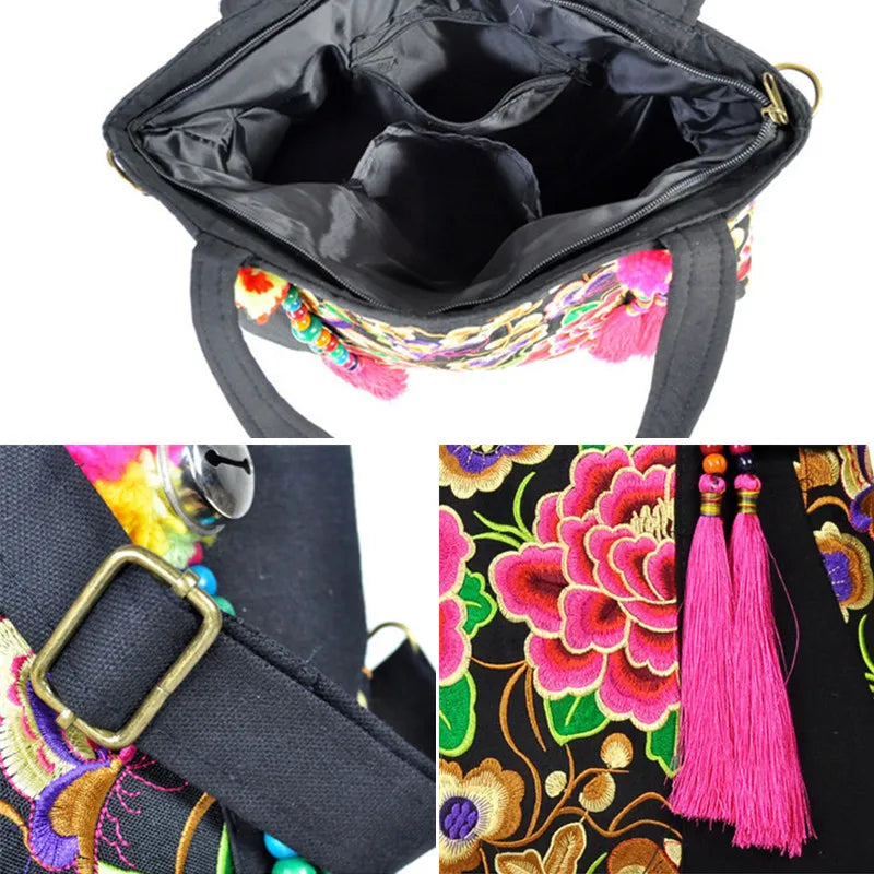 Vintage Embroidery Handbag Women Ethnic Embroidered Shoulder Tote Messenger Bag