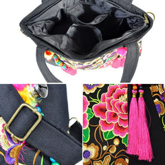 Vintage Embroidery Handbag Women Ethnic Embroidered Shoulder Tote Messenger Bag