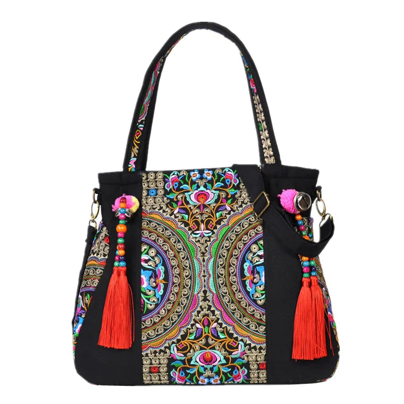 Vintage Embroidery Handbag Women Ethnic Embroidered Shoulder Tote Messenger Bag