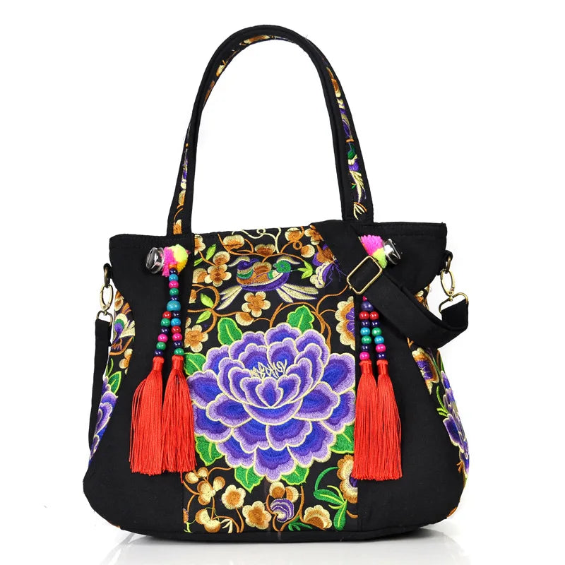 Vintage Embroidery Handbag Women Ethnic Embroidered Shoulder Tote Messenger Bag
