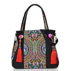 Vintage Embroidery Handbag Women Ethnic Embroidered Shoulder Tote Messenger Bag