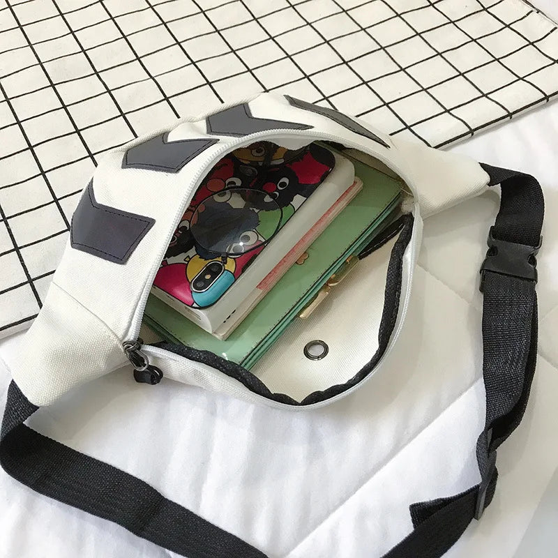 Reflective Canvas Waist Bag for Couple Outdoor Sports