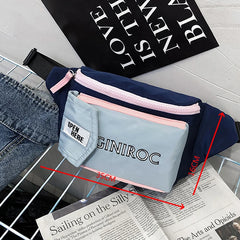 Unisex Canvas Waist Bag Panelled Fanny Pack Tactical Chest Bag