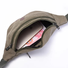 Canvas Waist Bag Crossbody Purse Functional Fanny Pack