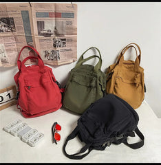 Canvas Women Backpack Fabric Laptop Rucksack Travel School Female College Bag