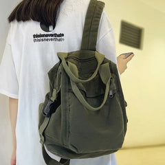 Canvas Women Backpack Fabric Laptop Rucksack Travel School Female College Bag