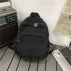 Canvas Small School Backpacks Women Zipper Travel Bagpack Solid Casual Schoolbag