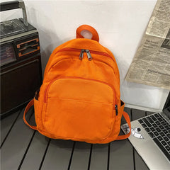 Canvas Small School Backpacks Women Zipper Travel Bagpack Solid Casual Schoolbag