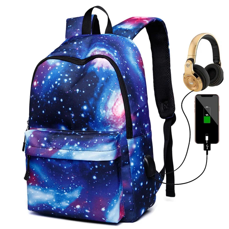 Canvas Women Backpacks USB Charging Backpack School Bags for Teenagers