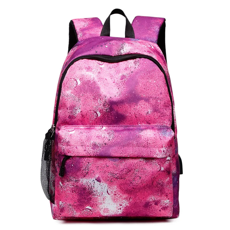 Canvas Women Backpacks USB Charging Backpack School Bags for Teenagers
