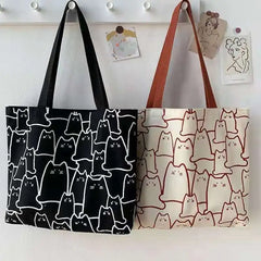 Canvas Women Handbag Shoulder Bag Print Ladies Shopping Bags Cotton Cloth Fabric