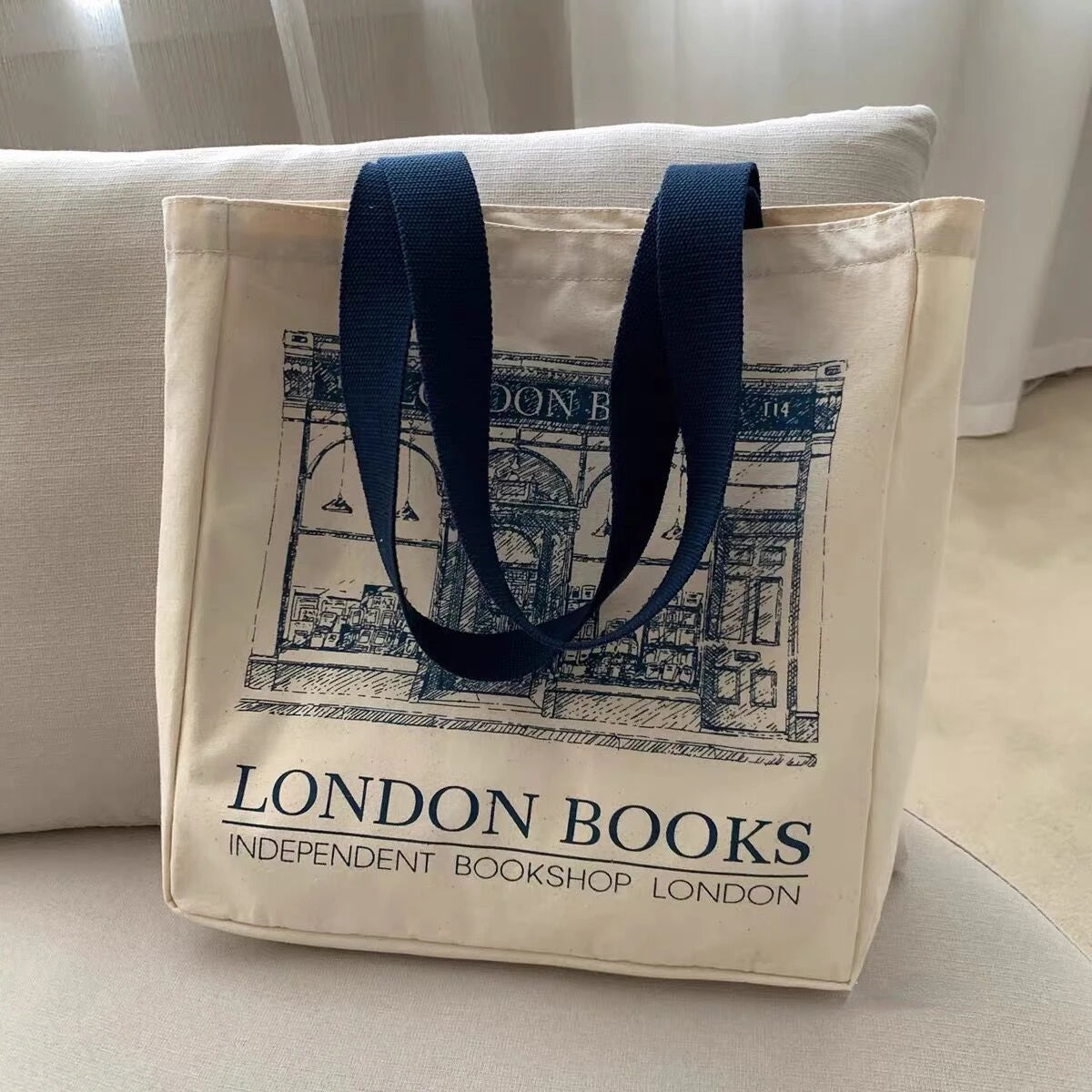 Canvas Women Handbags Shoulder Bag London Books Print Handbag