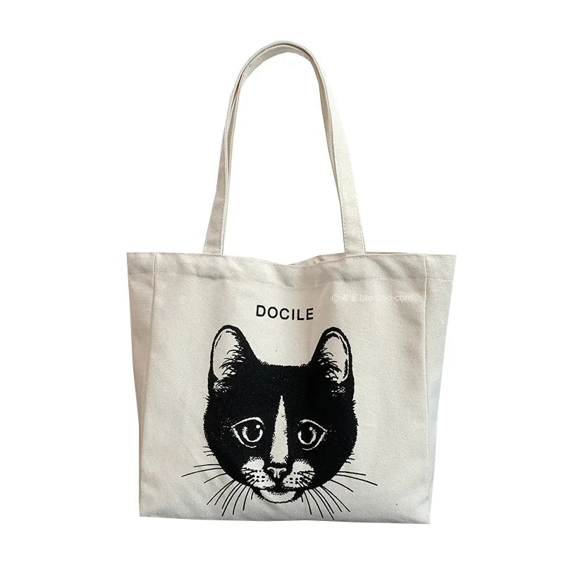 Canvas Women Shoulder Bag Large Bookbag Cotton Cloth Japanese Woman Handbags