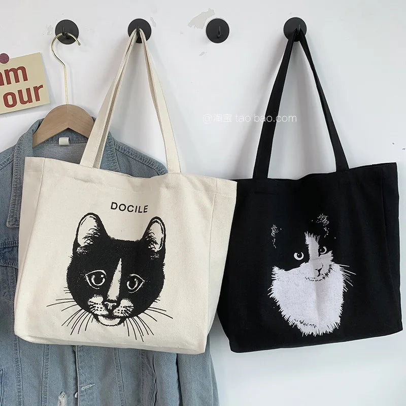 Canvas Women Shoulder Bag Large Bookbag Cotton Cloth Japanese Woman Handbags