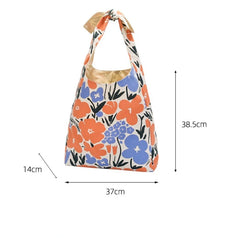Canvas Women Shoulder Shopper Bag Large Flower Print Cotton Cloth Handbag