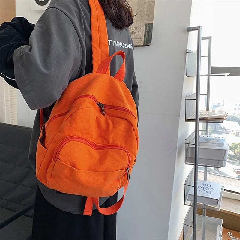 Canvas Small Backpack Vintage School Mini Backpack
