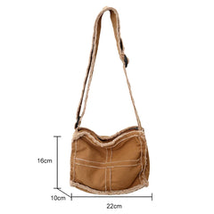 Canvas Cross Stitching Hobo Bag Women's Shoulder Messenger Handbag Purse