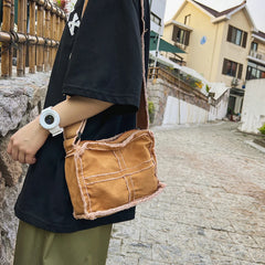 Canvas Cross Stitching Hobo Bag Women's Shoulder Messenger Handbag Purse