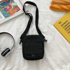 Canvas Crossbody Bag Small Shoulder Handbag Student Phone Bag Zipper Purse
