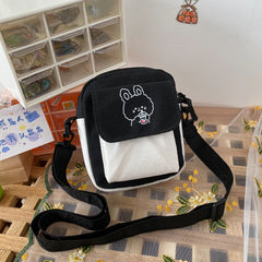 Canvas Cartoon Printed Shoulder Messenger Bag Flap Purse Casual Handbag Female S
