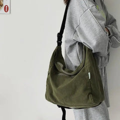 Canvas Women's Shoulder Bag Tote Casual Solid School Handbag for Women Travel