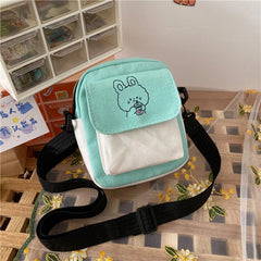 Canvas Womens Phone Bag Shoulder Messenger Hit Flap Purse Casual Handbag
