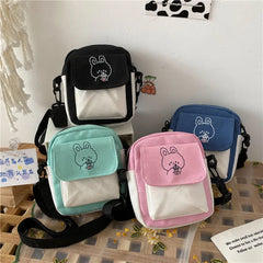 Canvas Womens Phone Bag Shoulder Messenger Hit Flap Purse Casual Handbag