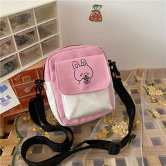 Canvas Womens Phone Bag Shoulder Messenger Hit Flap Purse Casual Handbag