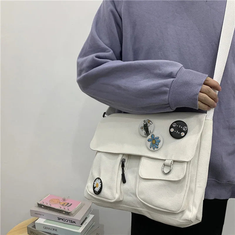 Canvas Messenger Bag Large Capacity School Bag