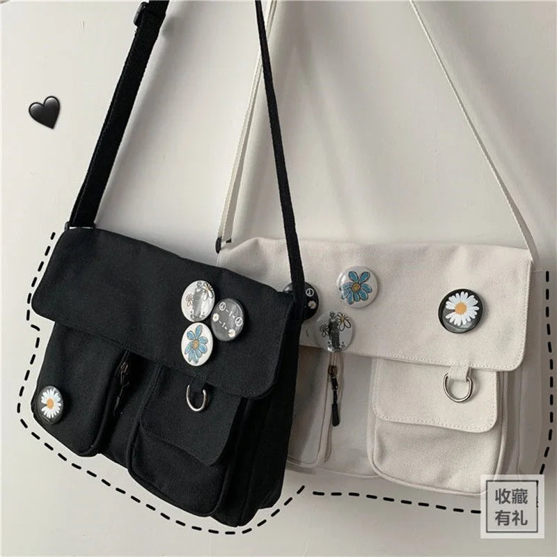 Canvas Messenger Bag Large Capacity School Bag
