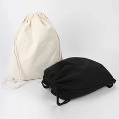 Canvas Drawstring Bundle Pockets Backpack School Gym Traveling