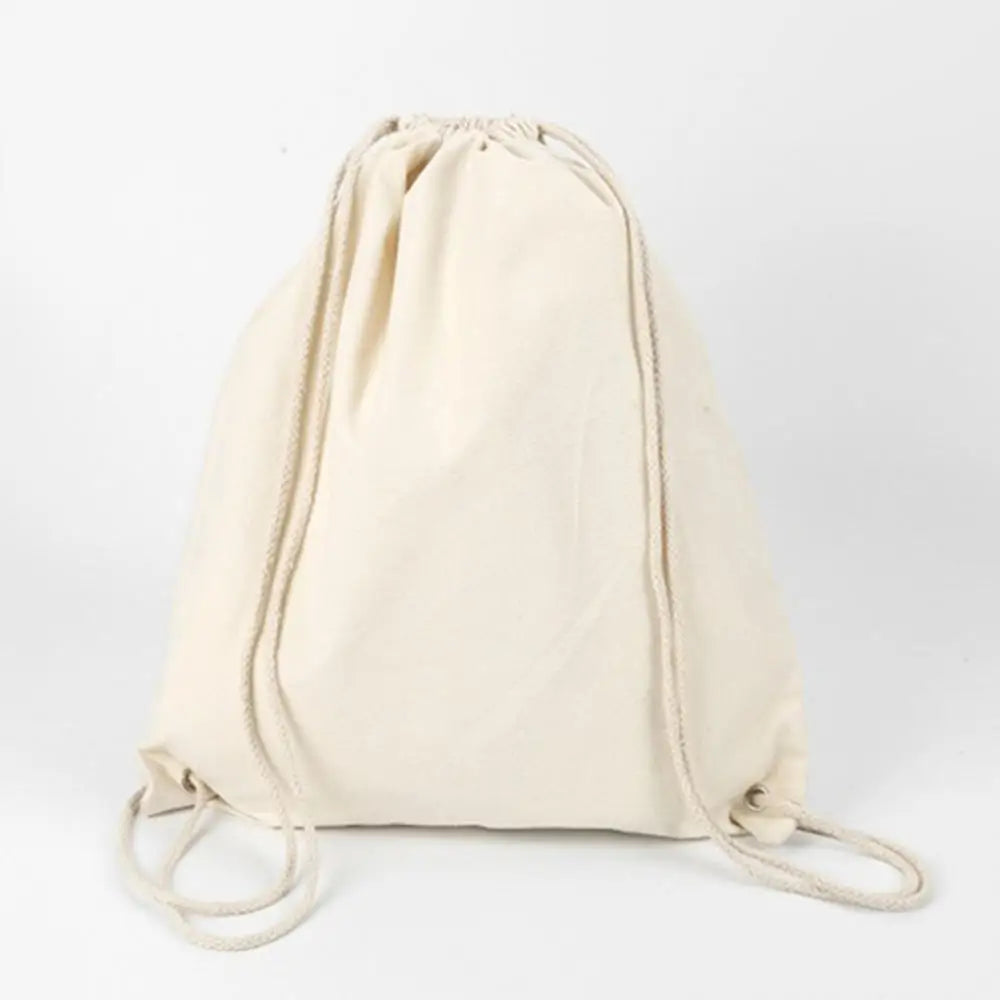 Canvas Drawstring Bundle Pockets Backpack School Gym Traveling