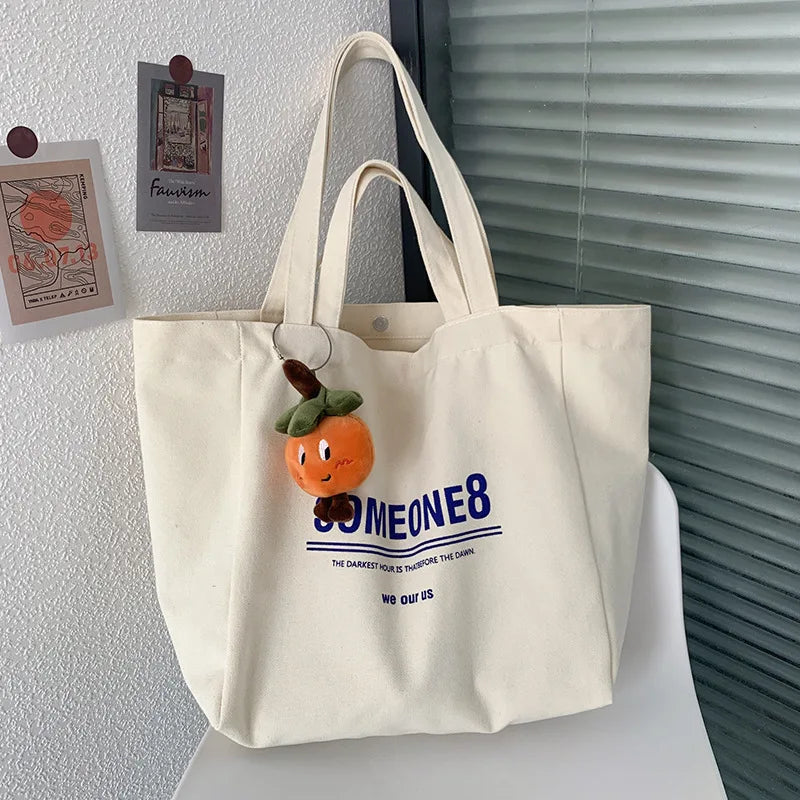 Japanese Style Canvas Bag Women's One-Shoulder Large Capacity