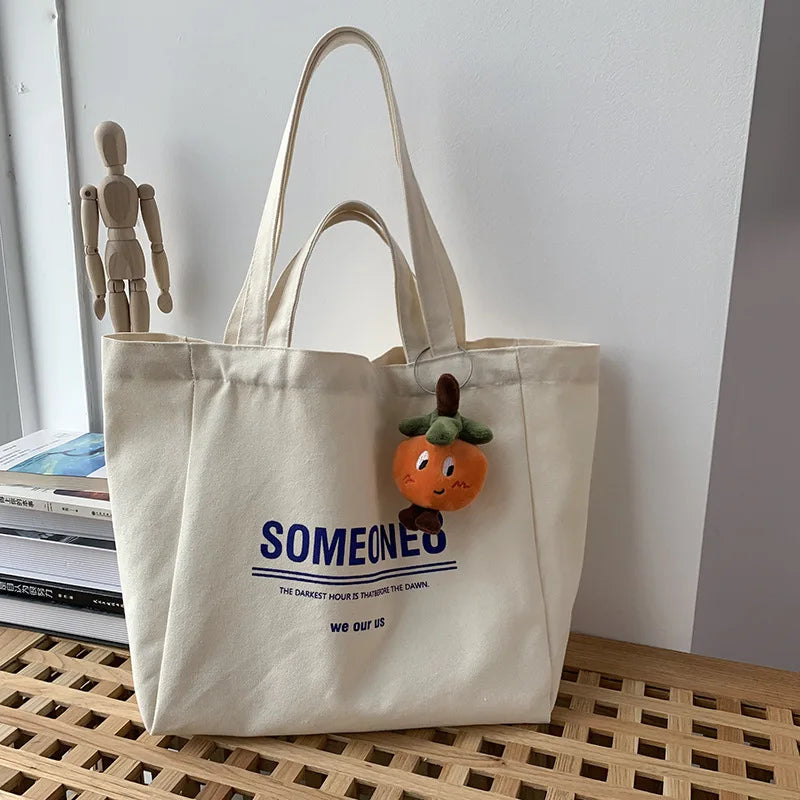 Japanese Style Canvas Bag Women's One-Shoulder Large Capacity