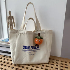 Japanese Style Canvas Bag Women's One-Shoulder Large Capacity