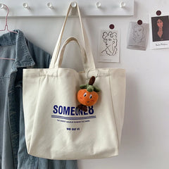 Japanese Style Canvas Bag Women's One-Shoulder Large Capacity