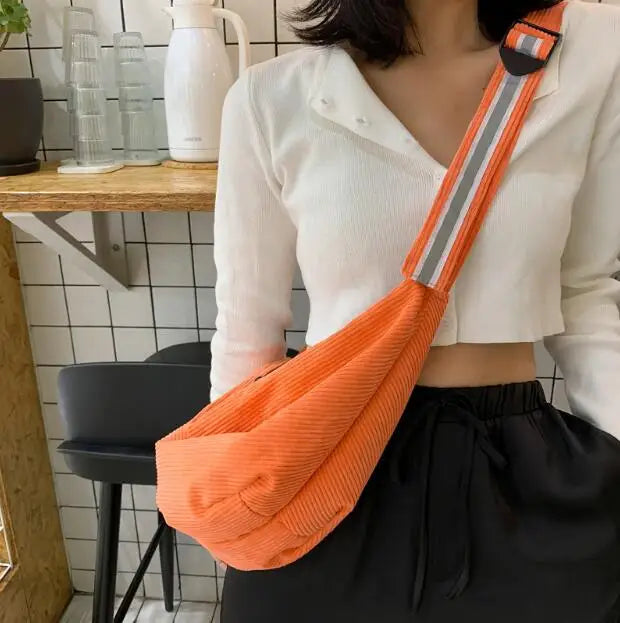 Corduroy Messenger Bag for Women