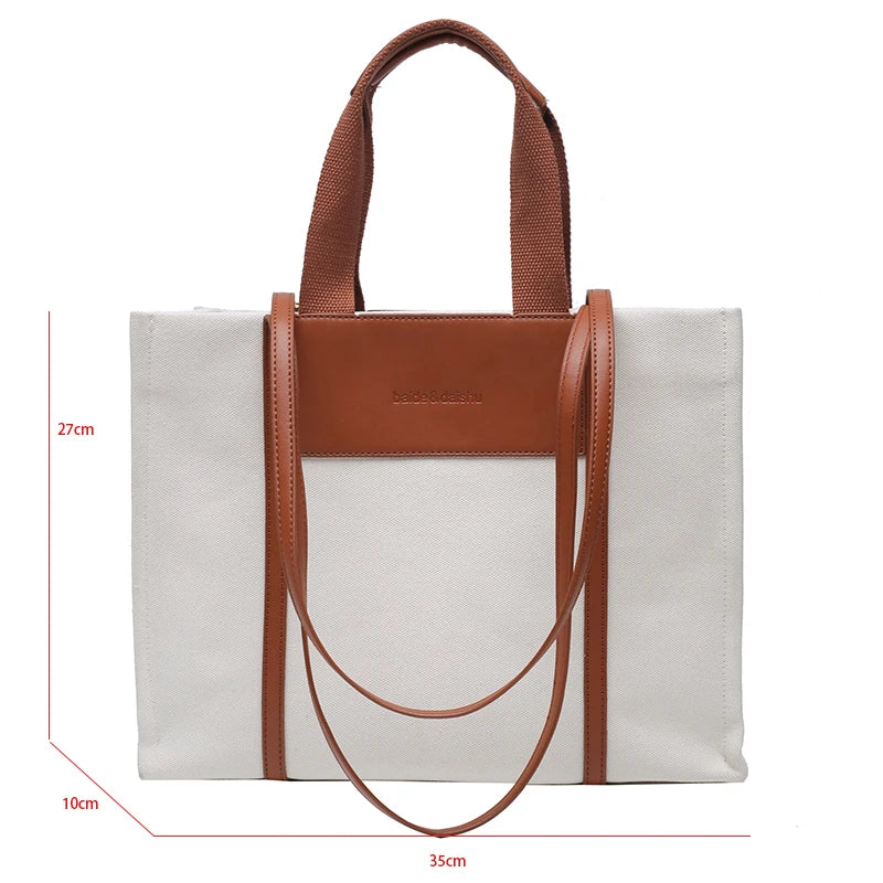 Canvas Shoulder Bag Women's Handbag Office Laptop Storage Tote