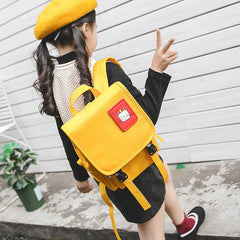 Canvas Kids Backpack Autumn Winter Cats Anti-Lost Boys Girls Schoolbags
